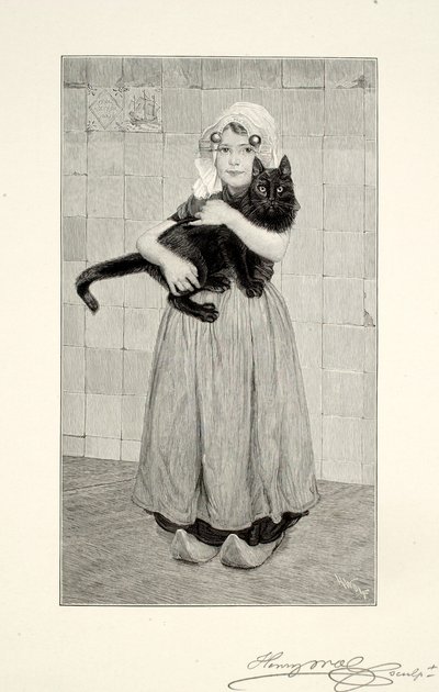 Pige med kat af Henry Wolf
