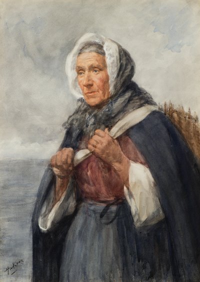 A Newhaven Fishwife (akvarel) af Henry Wright Kerr