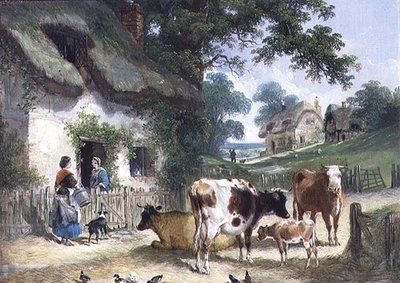 Den gamle gård, ca.1841 af Henry and Charles (attr.to) Shayer