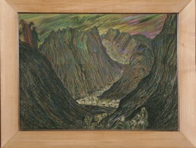 Dante et Virgile aux enfers - Dante og Vergil i Inferno: De fordømtes procession i gyldne blykapper ... (pastel) af Henry De Groux