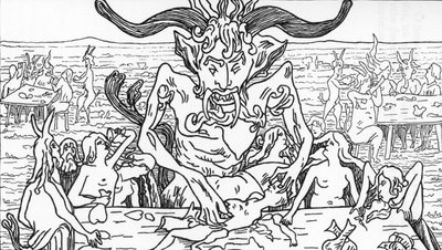 Saatanan juhlat Henry de Malvostin piirustus Jules Boisin "Satanismista ja taikuudesta" 1895 Yksityinen kokoelma af Henry de Malvost