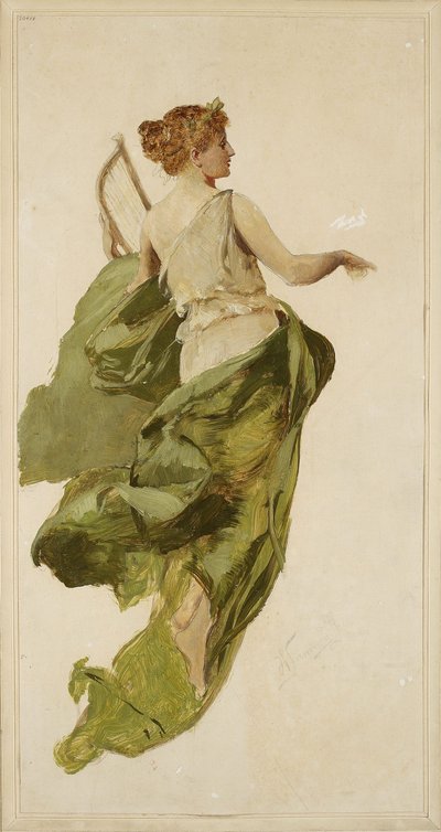 Allegory of Music, skitse til projektet for scenetæppet på Słowacki-teatret i Kraków af Henryk Siemiradzki