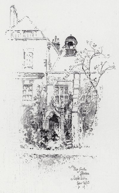 Et kig fra haven, Staple Inn (gravering) af Herbert (after) Railton