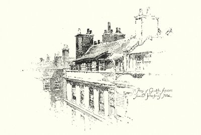 A Peep of Gough Square, London, fra Dr Johnsons Attic (litho) af Herbert (after) Railton