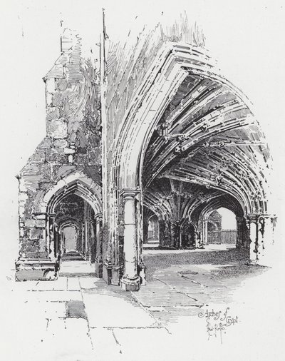 Arches of Crypt (gravering) af Herbert (after) Railton