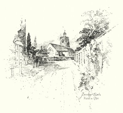 Bromley Chruch, Kent, i 1790 (litho) af Herbert (after) Railton