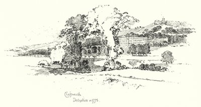 Chatsworth, Derbyshire, i 1775 (litho) af Herbert (after) Railton