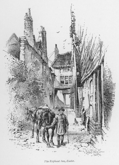 Coaching: The Elephant Inn, Exeter (litho) af Herbert (after) Railton