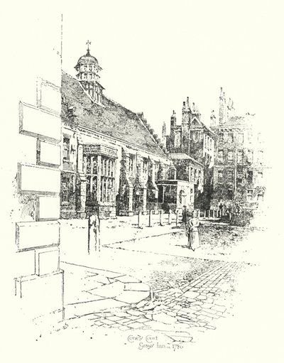 Coney Court, Grays Inn, i 1780 (litho) af Herbert (after) Railton