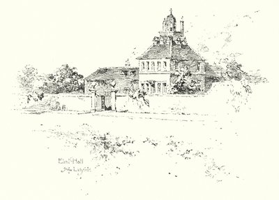 Elral Hall, nær Lichfield (litho) af Herbert (after) Railton