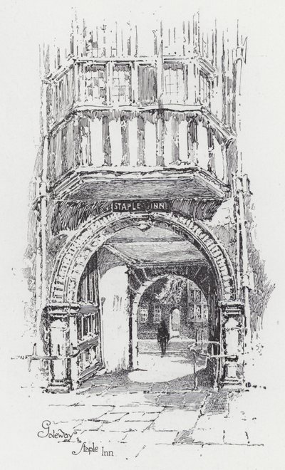 Gateway til Staple Inn (gravering) af Herbert (after) Railton