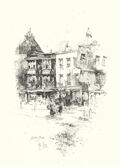 Grub Street, London (litho) af Herbert (after) Railton