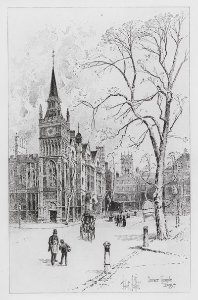 Inner Temple Library (gravering) af Herbert (after) Railton