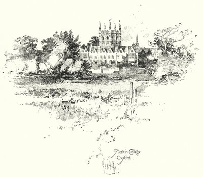 Merton College, Oxford (litho) af Herbert (after) Railton