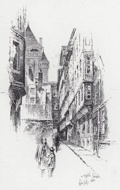 Middle Temple Lane (gravering) af Herbert (after) Railton