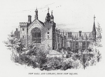 Ny hal og bibliotek, fra New Square (gravering) af Herbert (after) Railton