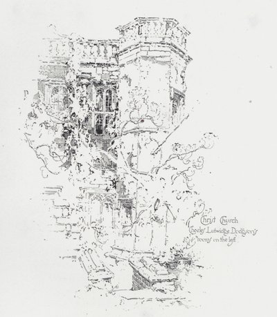 Værelse af den engelske forfatter Charles Lutwidge Dodgson (Lewis Carroll), Christ Church College, Oxford (litho) af Herbert (after) Railton
