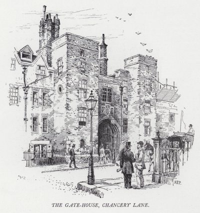 The Gate-House, Chancery Lane (gravering) af Herbert (after) Railton