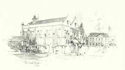 Temple Church, London, i 1761 (litho) af Herbert (after) Railton