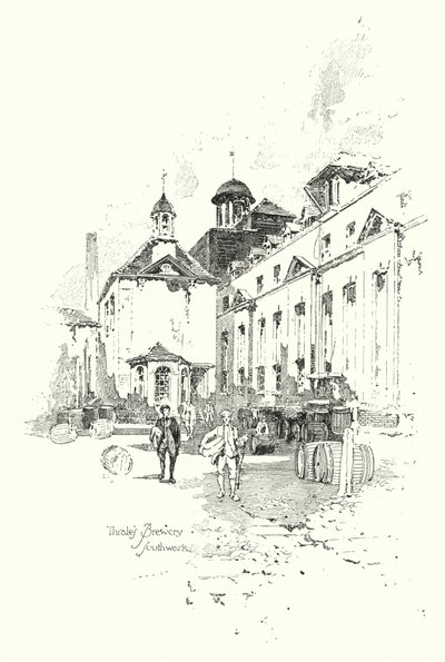 Thrales Brewery, Southwark, London (litho) af Herbert (after) Railton