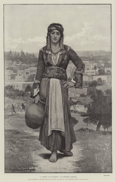 A Woman of Nazareth, fra udstillingen The Holy Land, fra Jerusalem til Damaskus, i Dowdeswell Galleries, New Bond Street af Herbert Gustave Schmalz