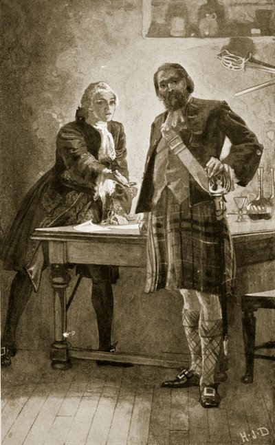Prins Charles appellerer til Cameron af Lochiel, illustration fra 