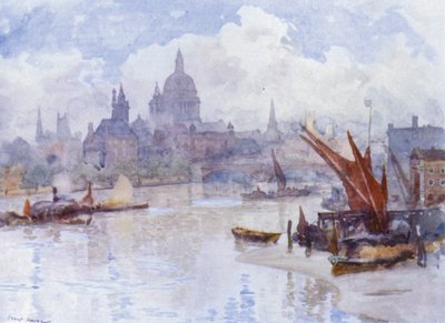 Blackfriars Reach (farve litho) af Herbert Menzies (after) Marshall