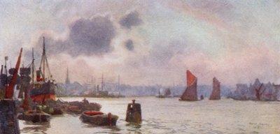 Lavender Wharf (farve litho) af Herbert Menzies (after) Marshall