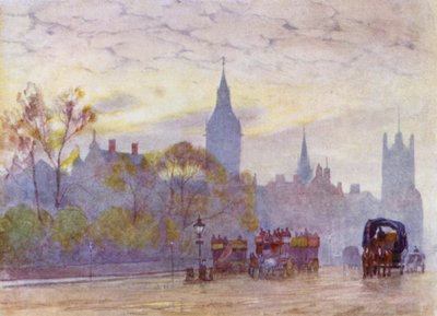Morgen i Whitehall (farve litho) af Herbert Menzies (after) Marshall