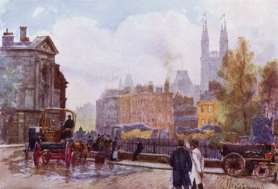 Bartholomews Plads (farve litho) af Herbert Menzies (after) Marshall