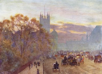 The Approach to Westminster (farve litho) af Herbert Menzies (after) Marshall
