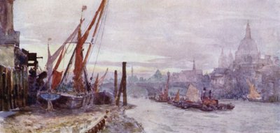 Forstranden ved Southwark (farve litho) af Herbert Menzies (after) Marshall