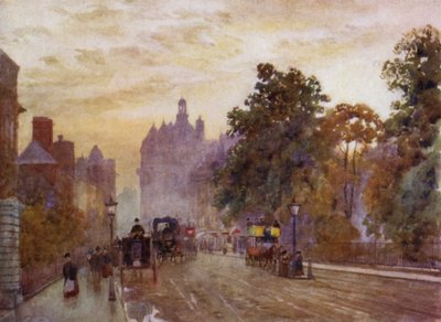 Vestpå fra Hyde Park Corner (farve litho) af Herbert Menzies (after) Marshall