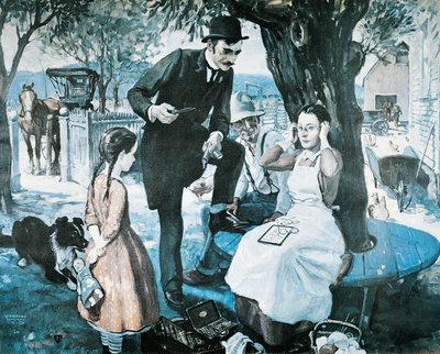 Brillesælgeren i slutningen af 1800-tallet, der reklamerede for American Optical Company af Herbert Morton Stoops