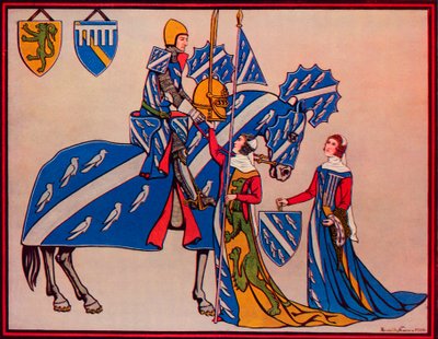 Sir Geoffrey Luttrell, hans kone og svigerdatter, c1340, 1926 af Herbert Norris