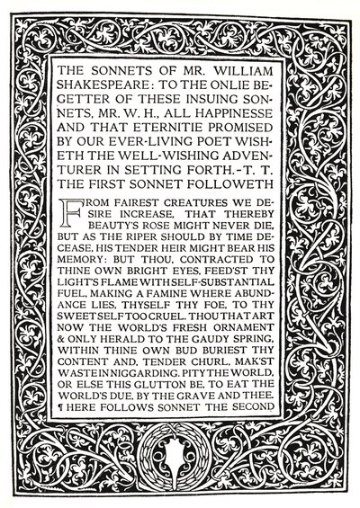 Riccardi Press: Side fra Shakespeares sonetter, ca. 1914 af Herbert Percy Horne