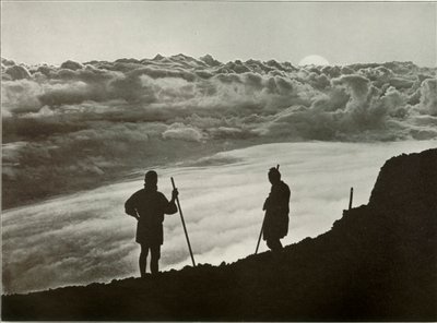 Solnedgang fra topmødet i Fuji, 1910. af Herbert Ponting