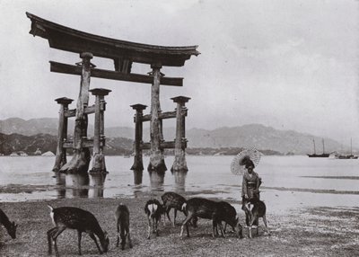 The Old Torii at Miyajima (s/h foto) af Herbert Ponting