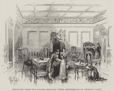 Miniaturescene til Madame Eleonora Duses optræden på Windsor Castle af Herbert Railton