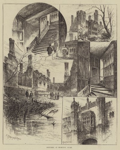 Skitser på Hampton Court af Herbert Railton