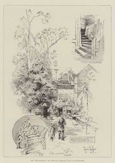Fox and Crown Inn, West Hill, Highgate, er ved at blive revet ned af Herbert Railton