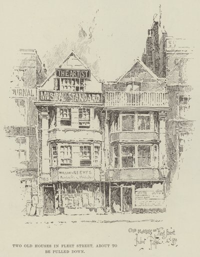 To gamle huse i Fleet Street, ved at blive revet ned af Herbert Railton