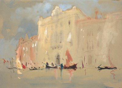 Gondoler før et palads på Canal Grande i Venedig. af Hercules Brabazon Brabazon