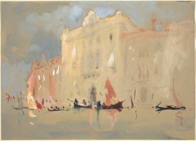 Gondoler foran et palads ved Canal Grande i Venedig af Hercules Brabazon Brabazon