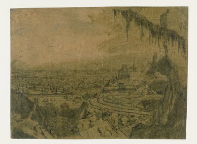 Fjernsyn med en vej og mosede grene af Hercules Segers
