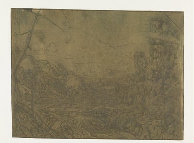Landskab med et vandfald, første version Landskab med et vandfald: Første version af Hercules Segers