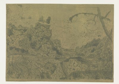 Mountain Valley, til højre en mand, der bærer en pind af Hercules Segers