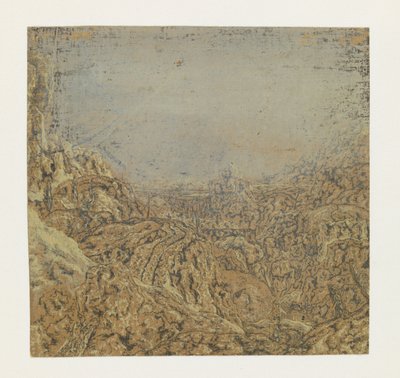 Klippelandskab med en slugt, første version Rocky Landscape with a Road Bording a Gorge: Første version af Hercules Segers