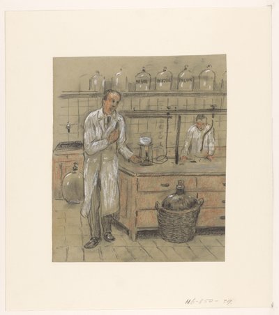 To mænd i et laboratorium af Herman Heijenbrock (possibly)