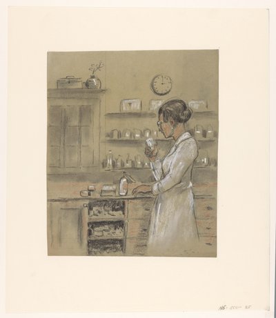 Kvinde i laboratoriet af Herman Heijenbrock (possibly)